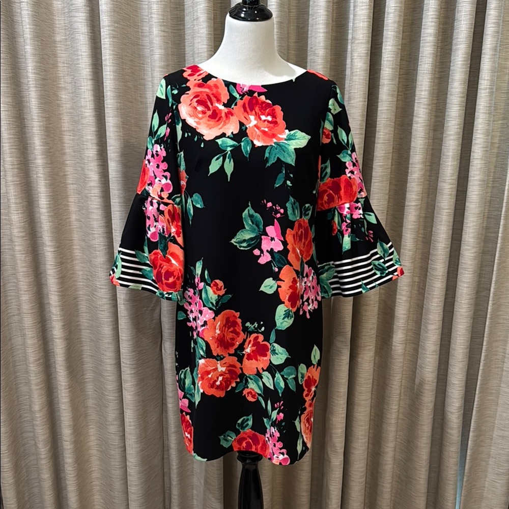 Jessica Howard Black Floral Midi Dress